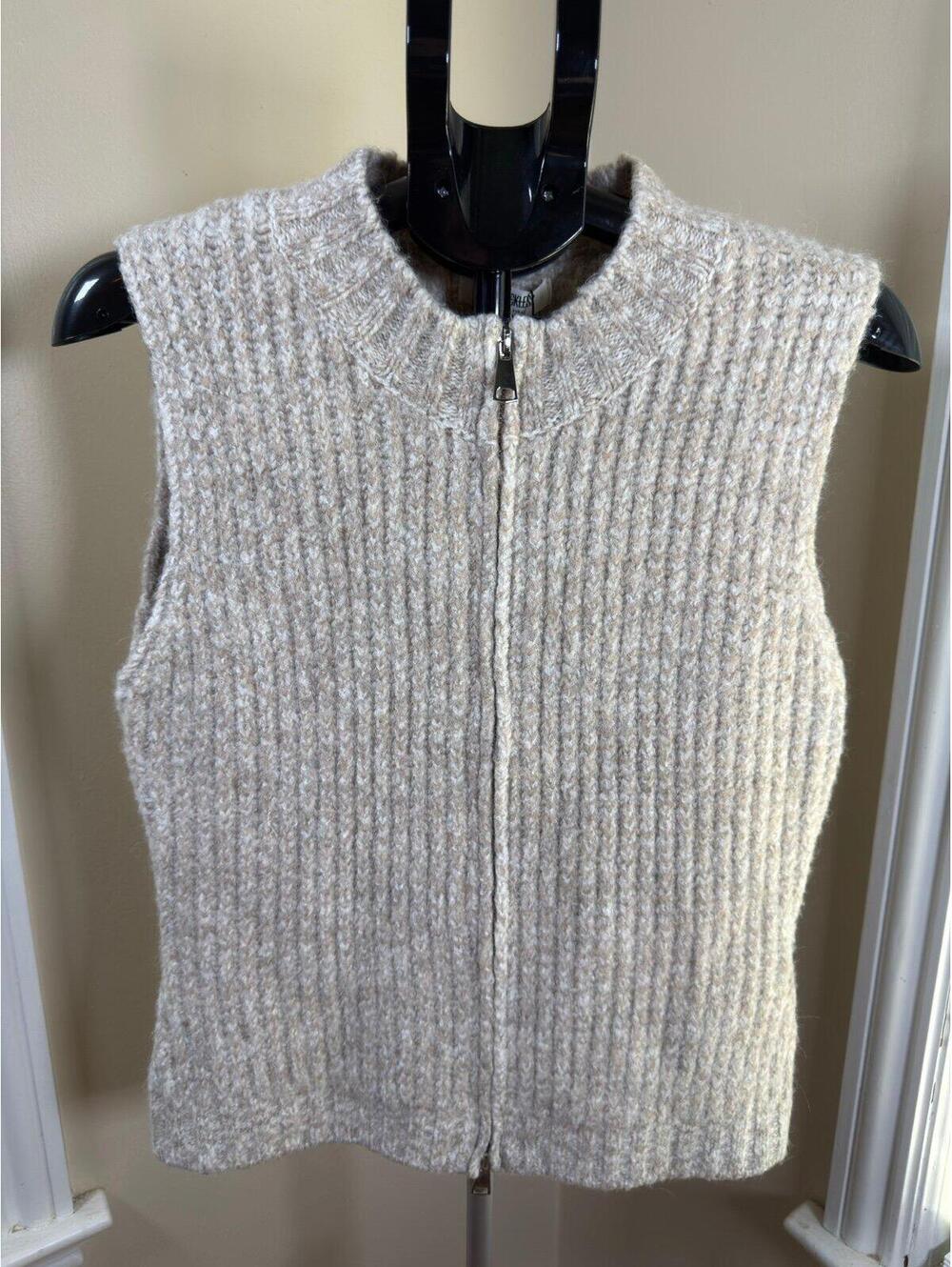 NWT 4th & Reckless Chunky Knit Sweater Vest XL Oatmeal Zip Neck Sleeveless